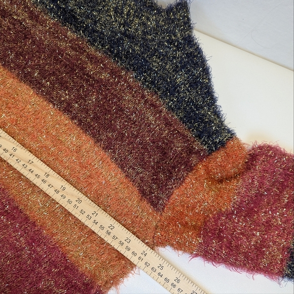 Forever 21 Contemporary Color Block Stripe Metallic Sweater Fuzzy Crop R… - Picture 5 of 9